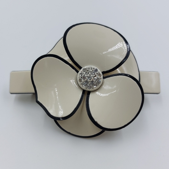 Camellia French Hair Barrettes Rhinestone Acetate Hair Clip Women - Picture 2 of 16